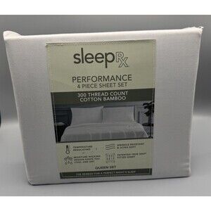 Sleep RX SleepRX 300 Thread Count 4-Pc. Sheet Set Light Grey QUEEN